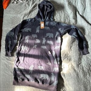 Lazy One Gray Bear Print Hoodie Pajama